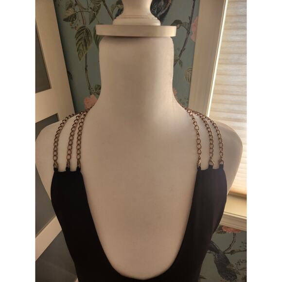 Elegant Black Chain Strap Mini Dress – Open Back Cocktail Party Dress - S - Picture 2 of 8